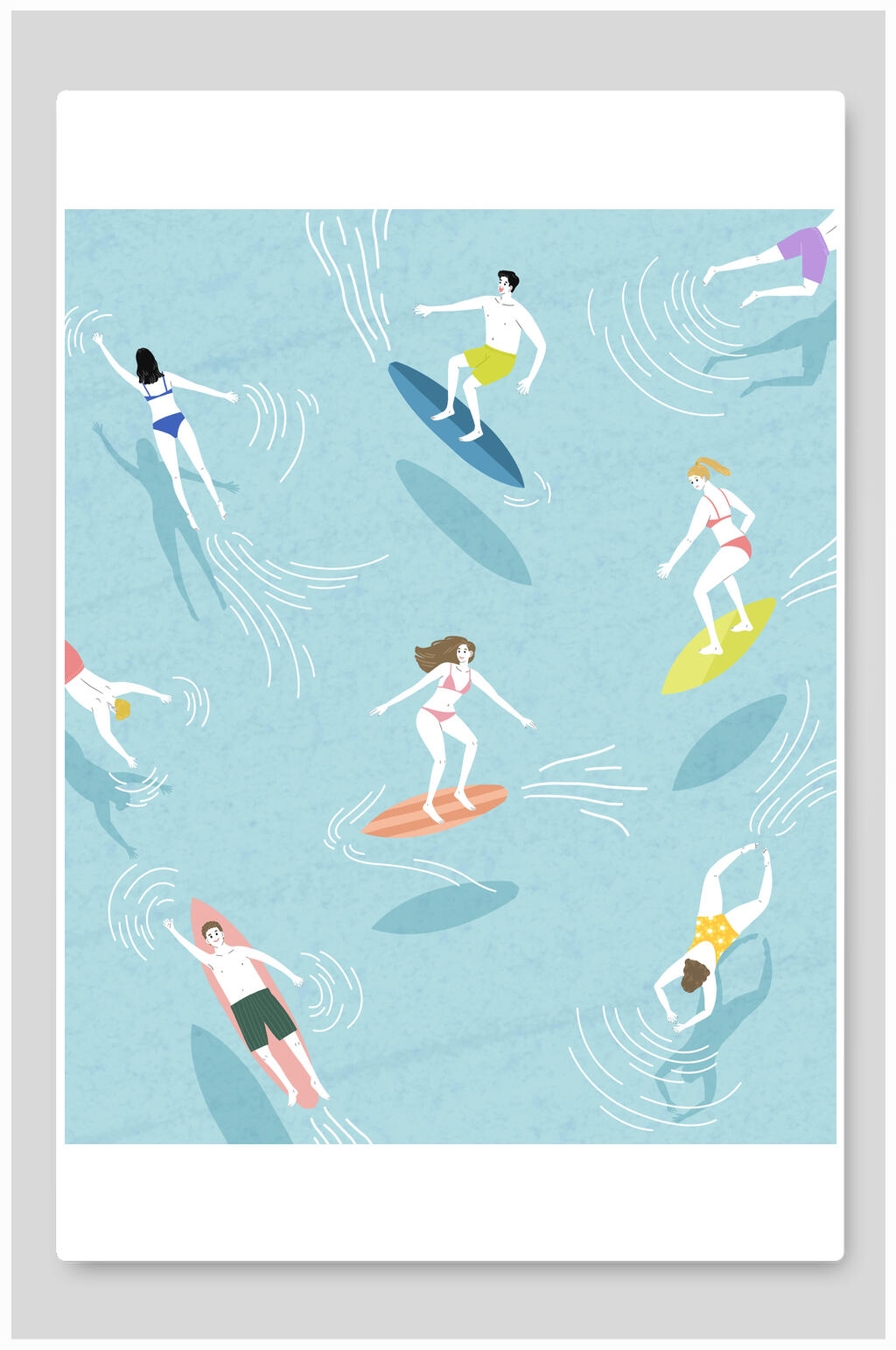 夏季旅游旅行冲浪插画素材素材