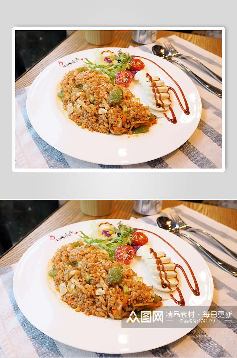美味小吃酱油炒饭摄影图片素材