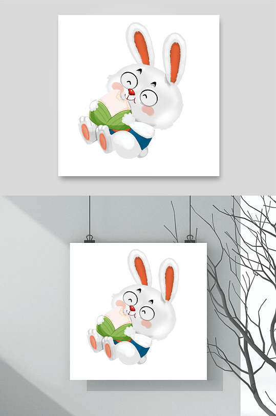 卡通兔动物子插画素材