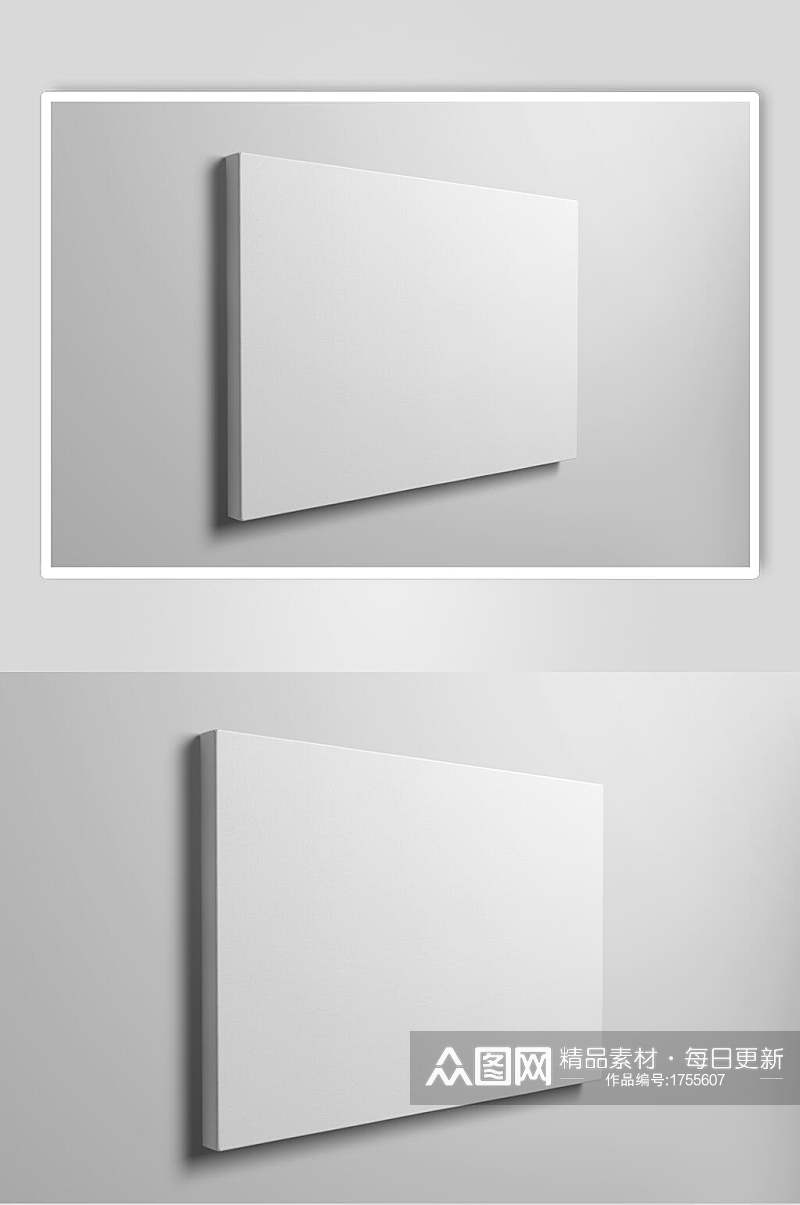 白色大气相框相纸图片样机效果图素材