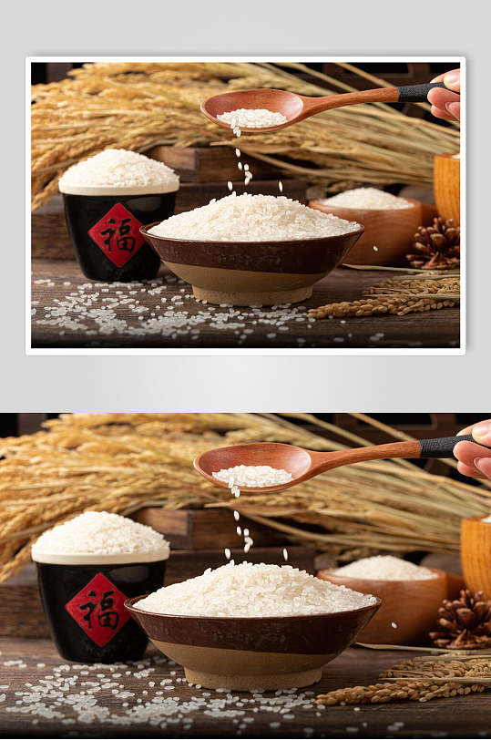 有机食品米饭大米粮食摄影图片