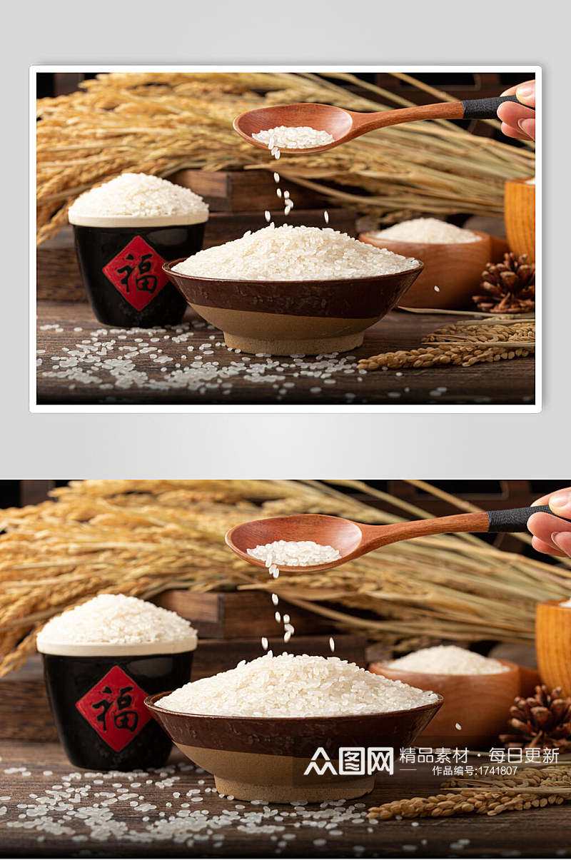 有机食品米饭大米粮食摄影图片素材