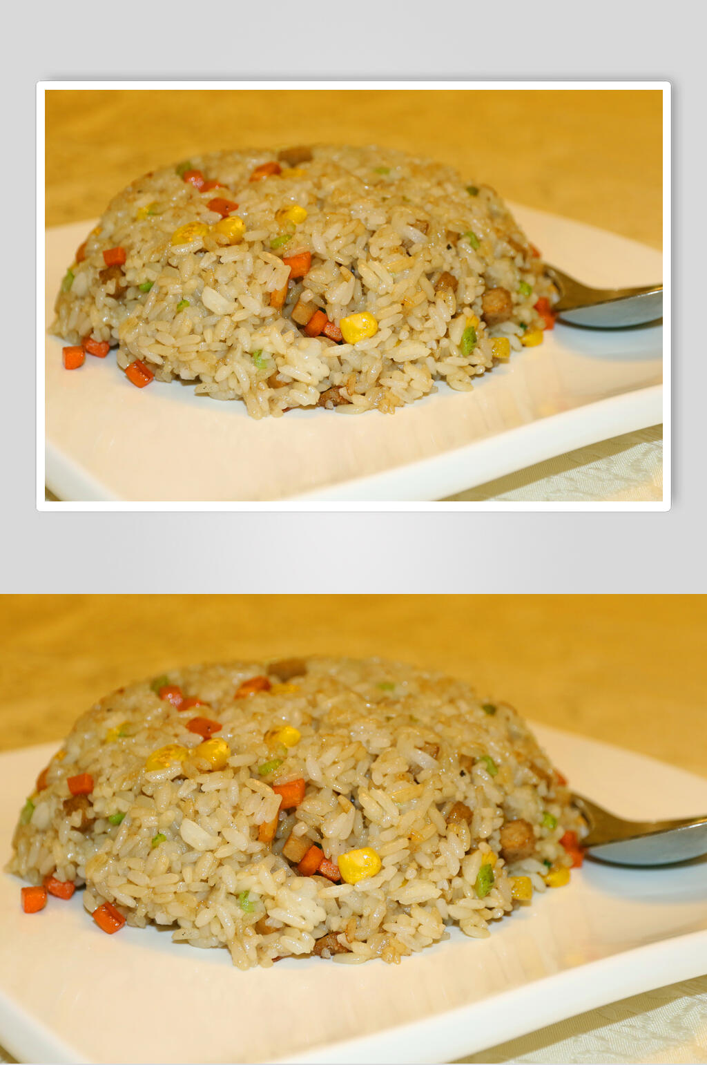 美食金黄玉米胡萝卜炒饭特写摄影图片素材