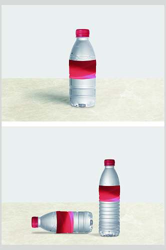 矿泉水瓶子包装样机效果图红色
