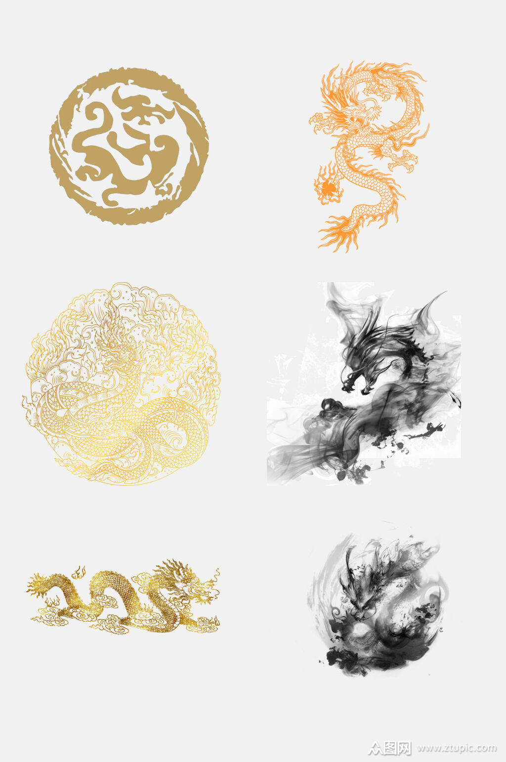 中国风格龙纹图案免抠元素素材