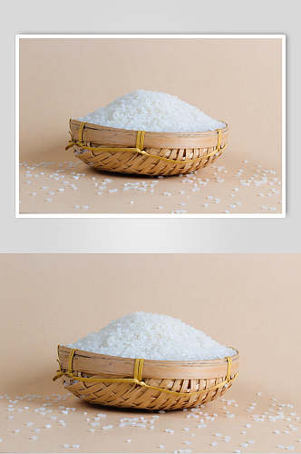 粉底背景米饭大米粮食摄影图片