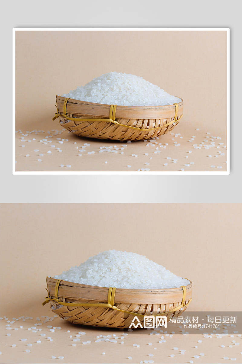 粉底背景米饭大米粮食摄影图片素材