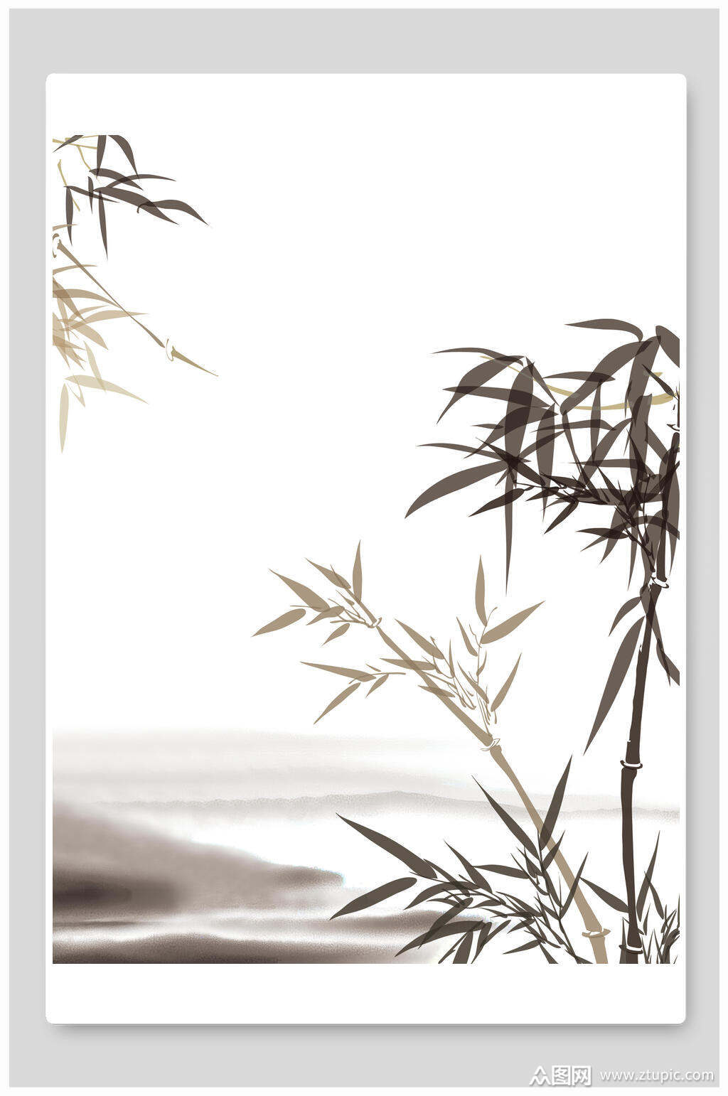 中国风水墨山水竹子背景素材