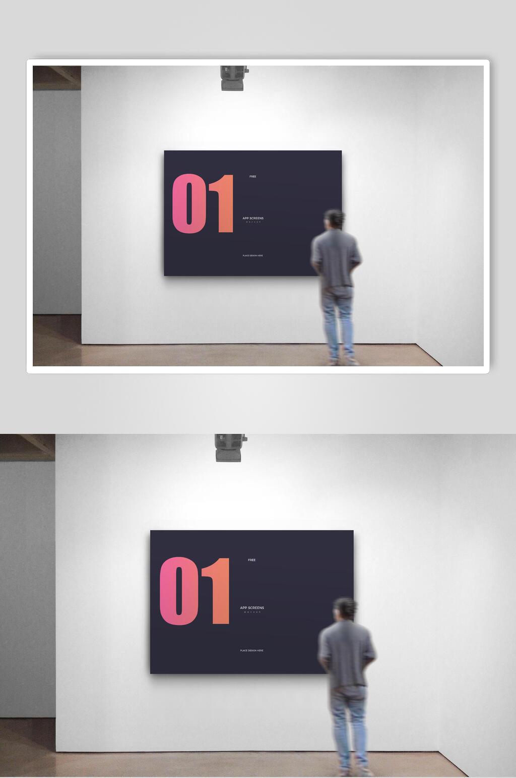 展会壁挂海报作品展示样机效果图素材