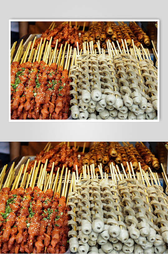 新鲜美味烤面筋摄影图片