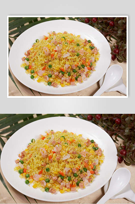 美味金黄火腿蛋炒饭摄影图片-众图网