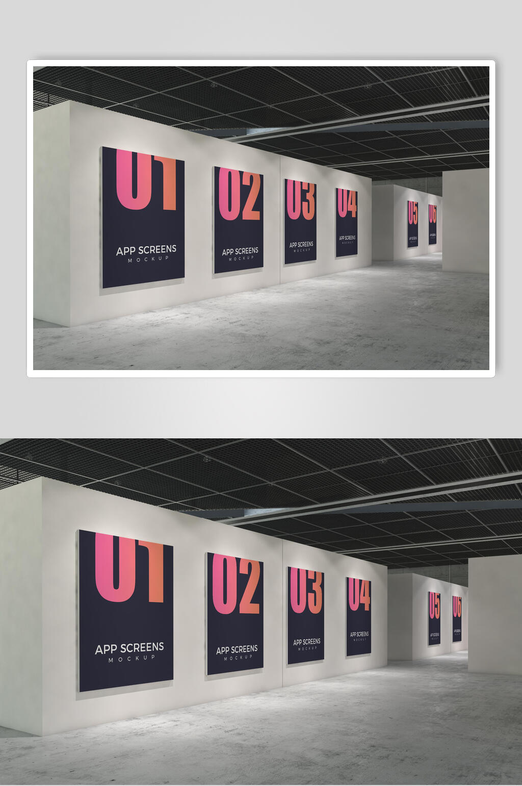 展会海报作品展示样机竖排效果图素材