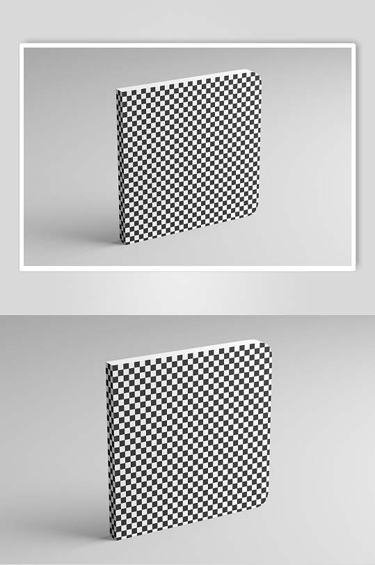 黑白格子画册展示样机立体效果图