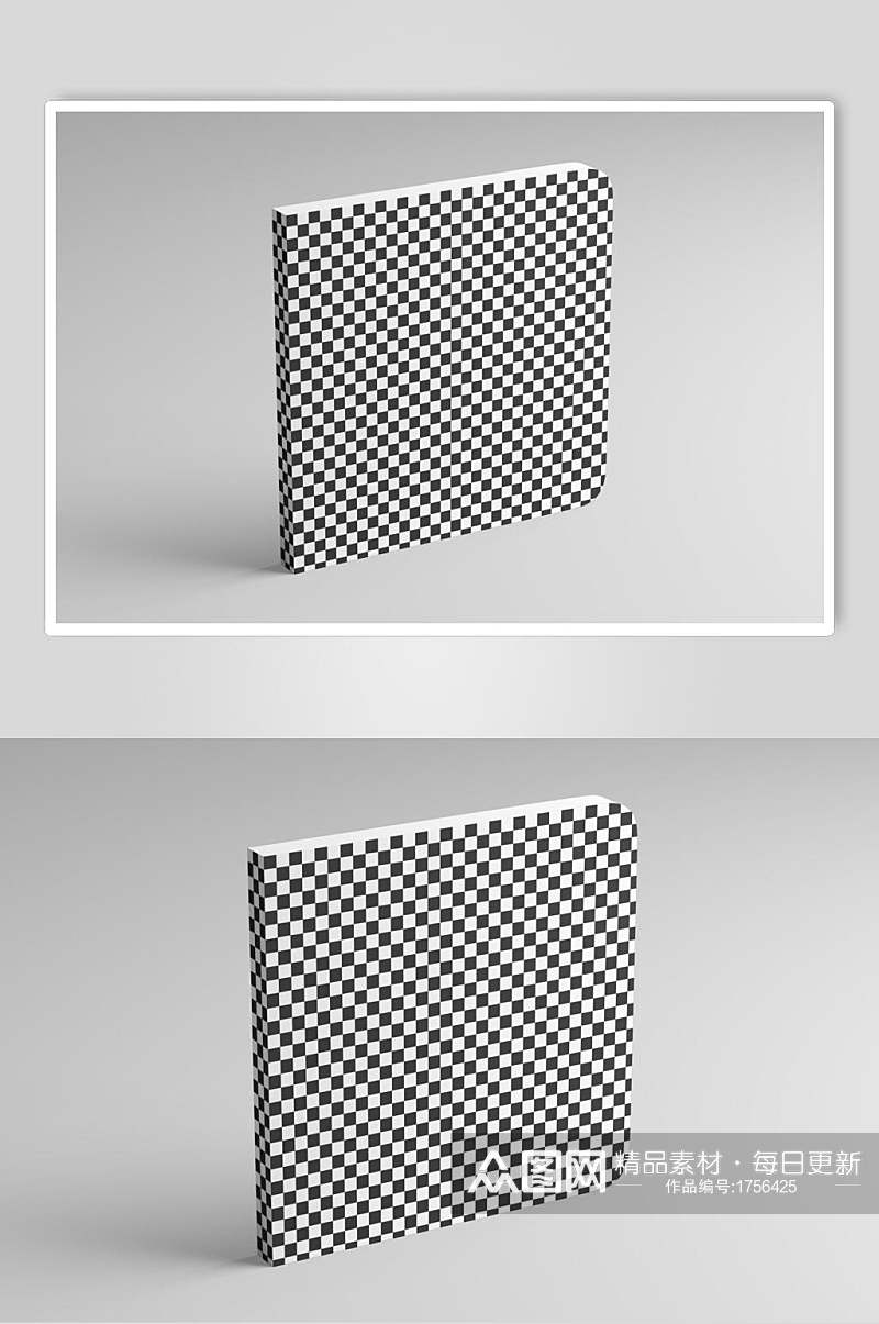 黑白格子画册展示样机立体效果图素材