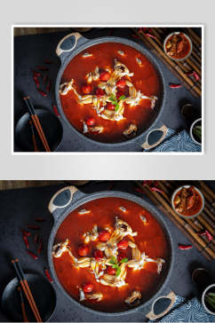 红油汤锅菜品美食摄影图片