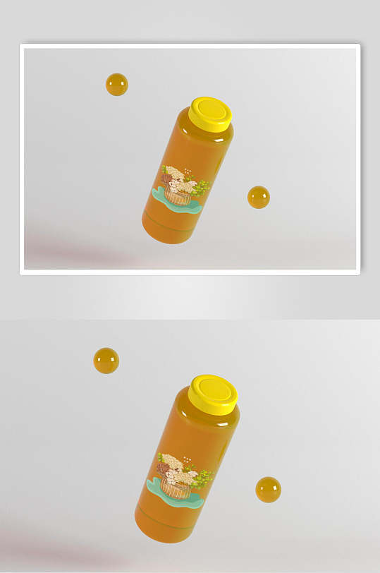 美味果汁瓶子包装贴图样机效果图