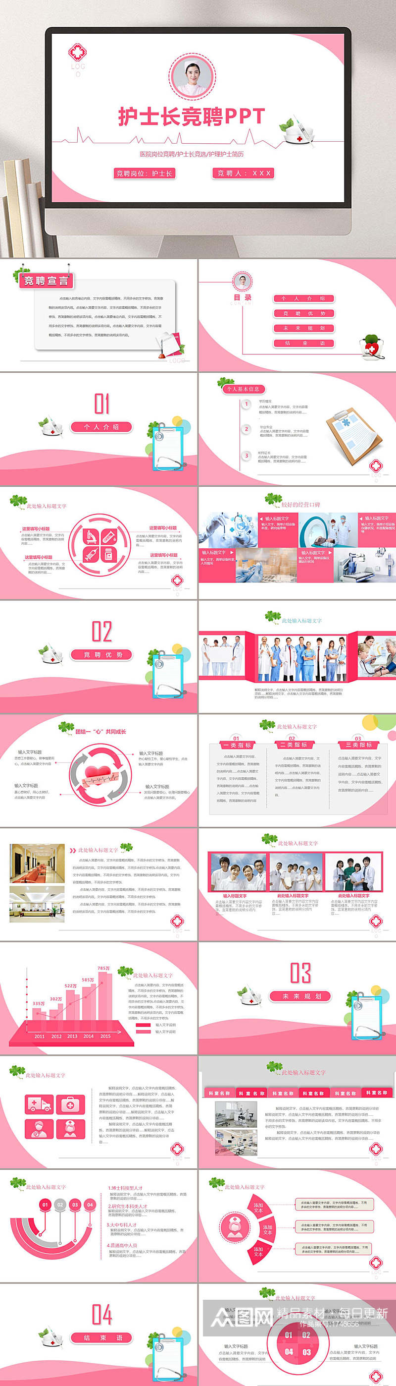 护士长竞聘护士汇报PPT模板素材