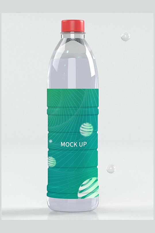 绿色矿泉水瓶子包装样机效果图