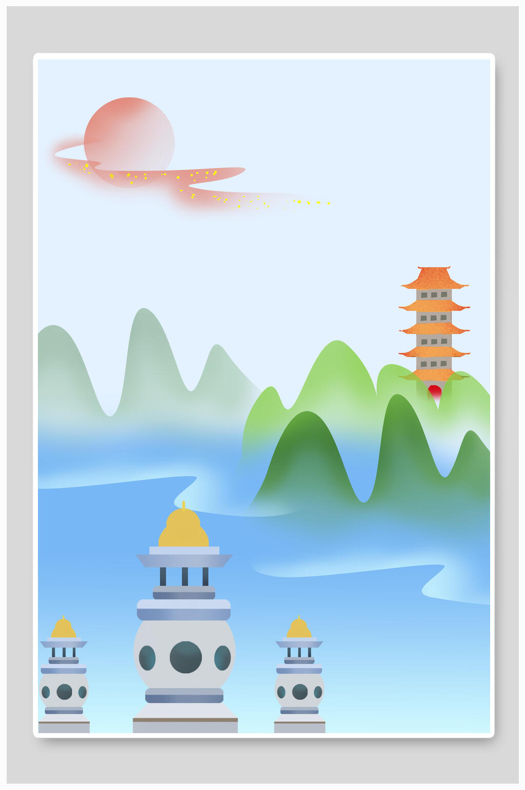 中国风小清新党建背景素材素材