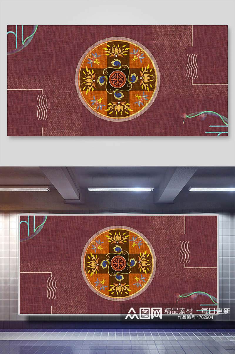 中式宫廷风礼盒背景素材素材