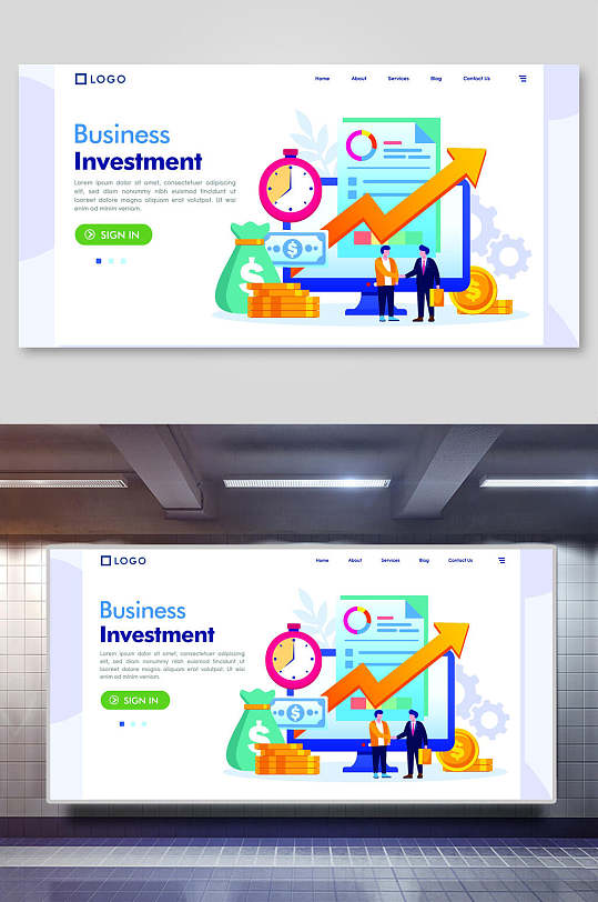 扁平风商务融资金融股市场景插画素材