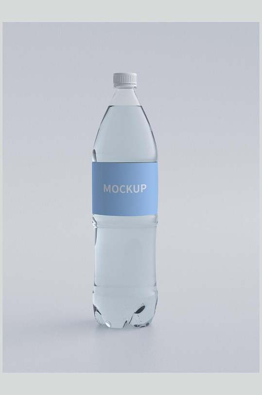 蓝色矿泉水瓶果汁瓶子包装贴图样机效果图