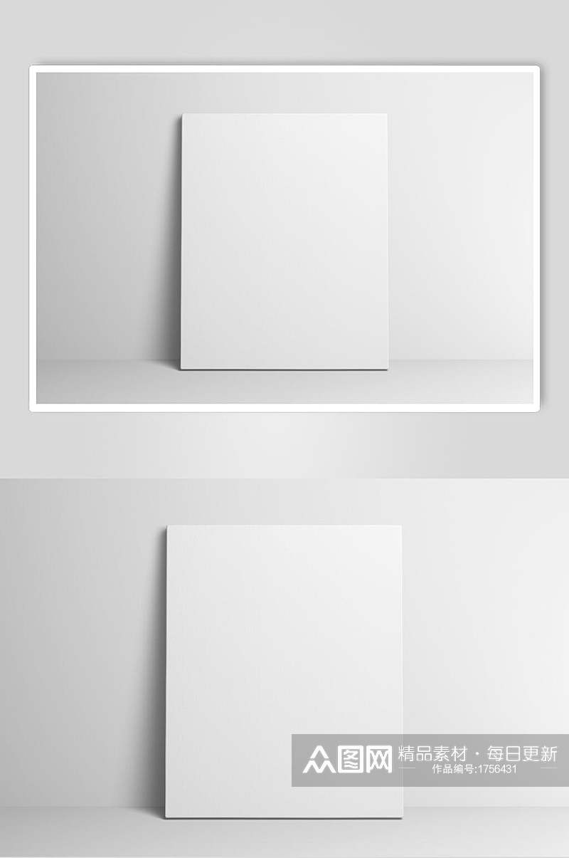 灰色相框相纸图片样机立体效果图素材