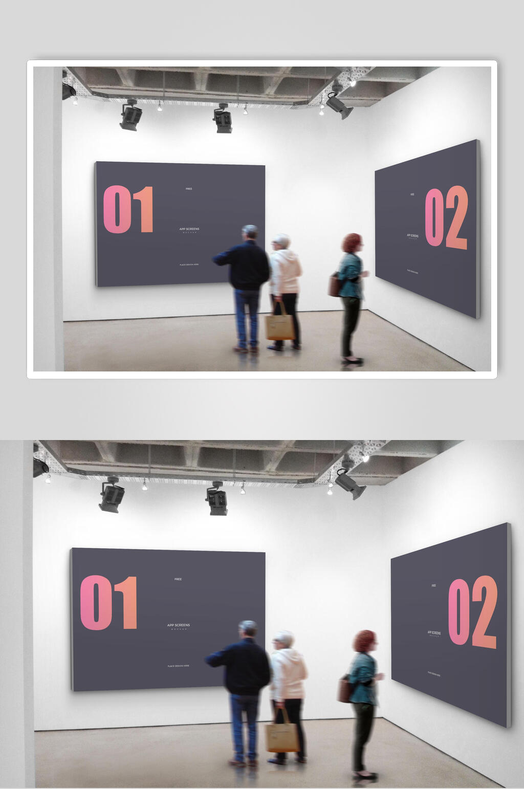 深灰色展会海报作品展示样机素材