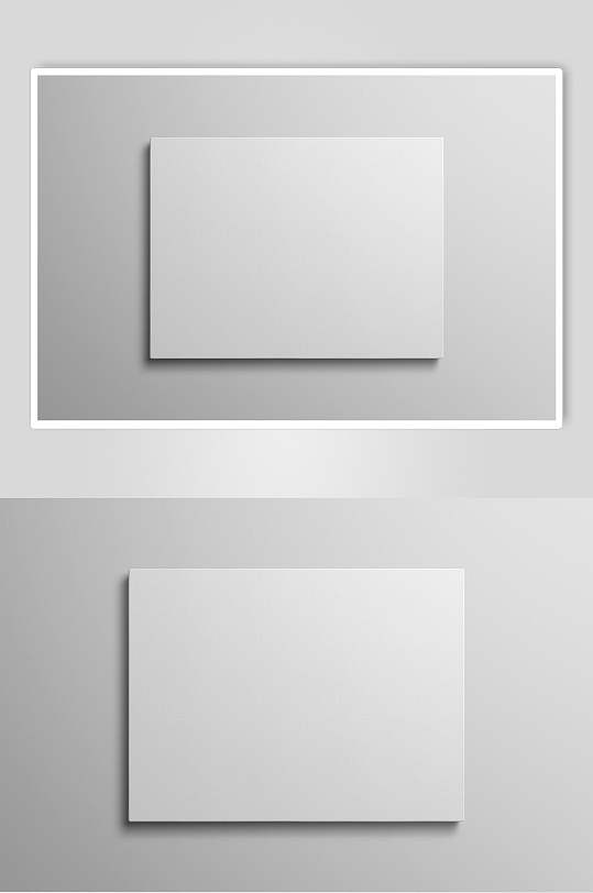 白色壁挂相框相纸图片样机效果图