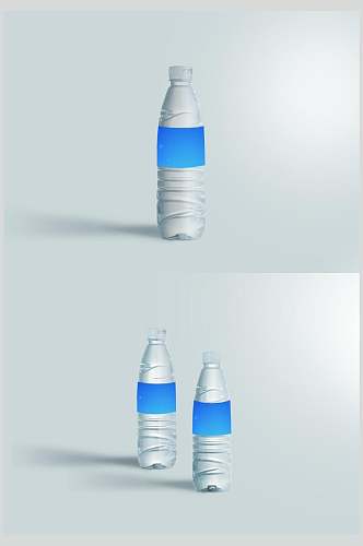 蓝色天然矿泉水瓶子包装样机