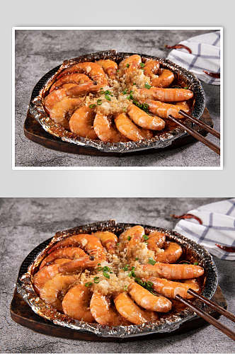 锡纸虾煲菜品美食摄影图片