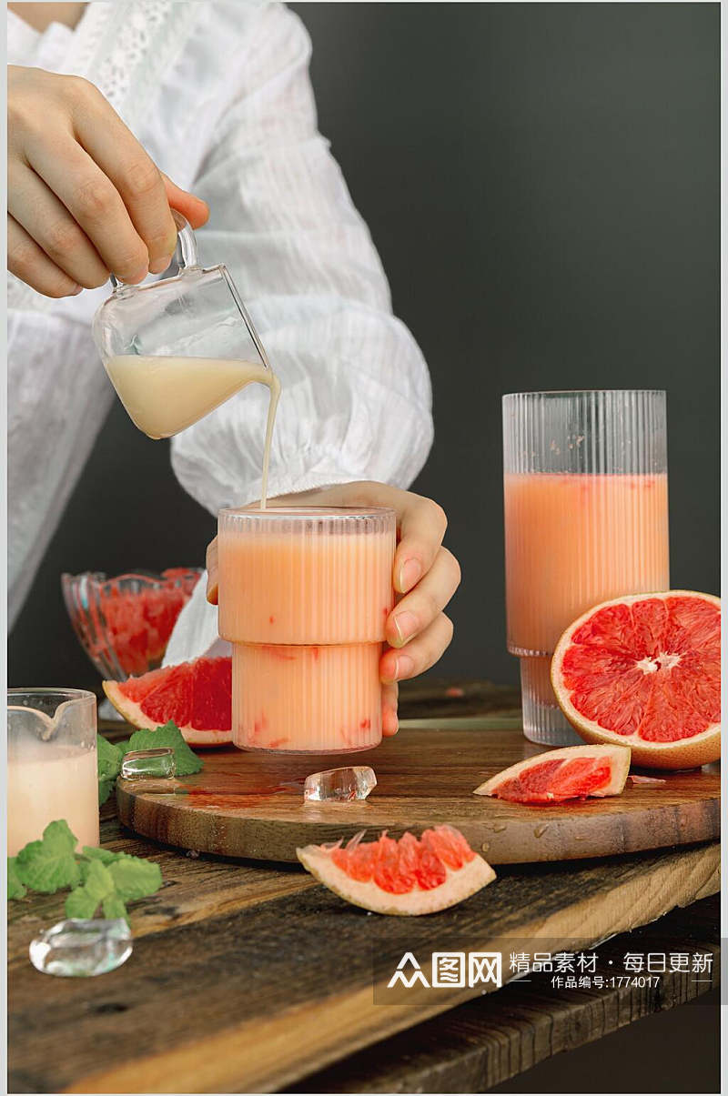 鲜榨果汁西柚夏日冰凉饮品饮料图片素材