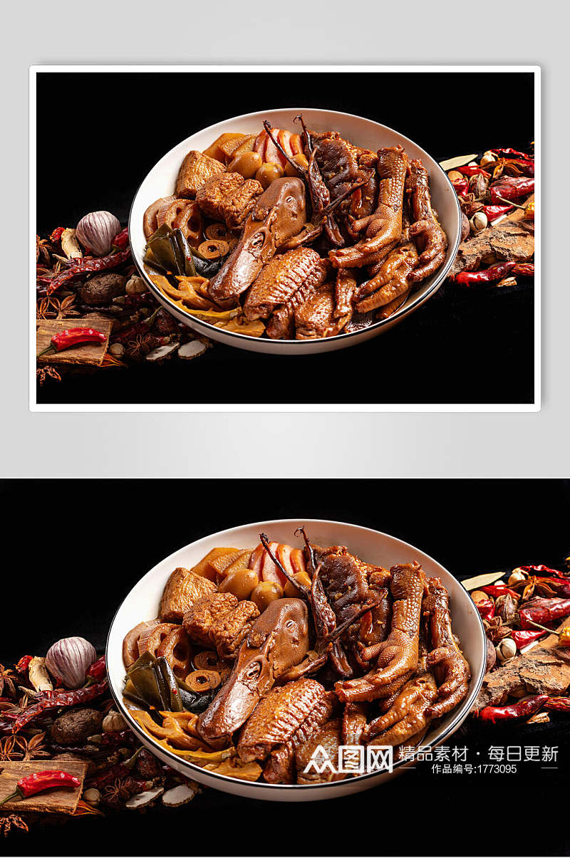 绝味鸭肉卤味美食摄影图片素材
