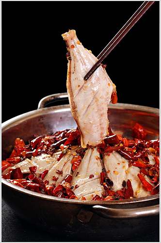 热菜干锅耗儿鱼美食高清图片