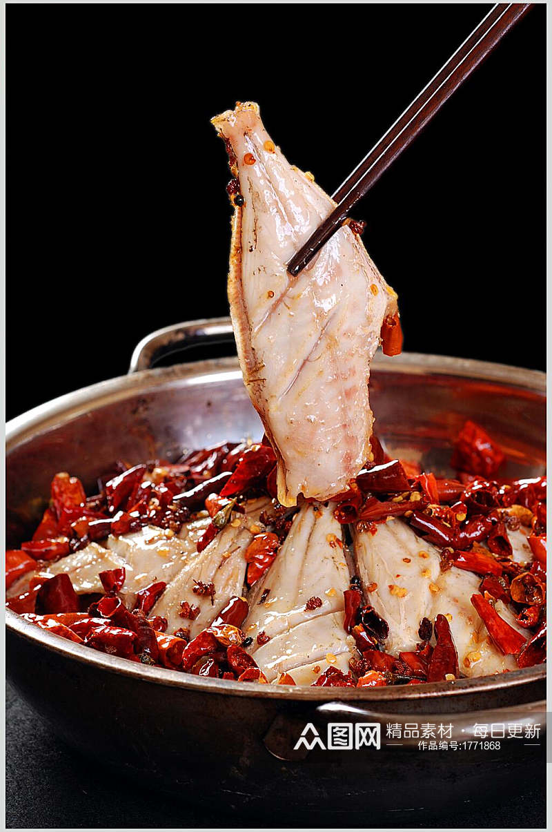 热菜干锅耗儿鱼美食高清图片素材