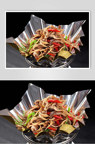 纸锅鲜菌美食摄影图片