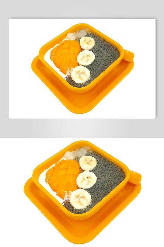 甜品香蕉芒果西米露摄影图片