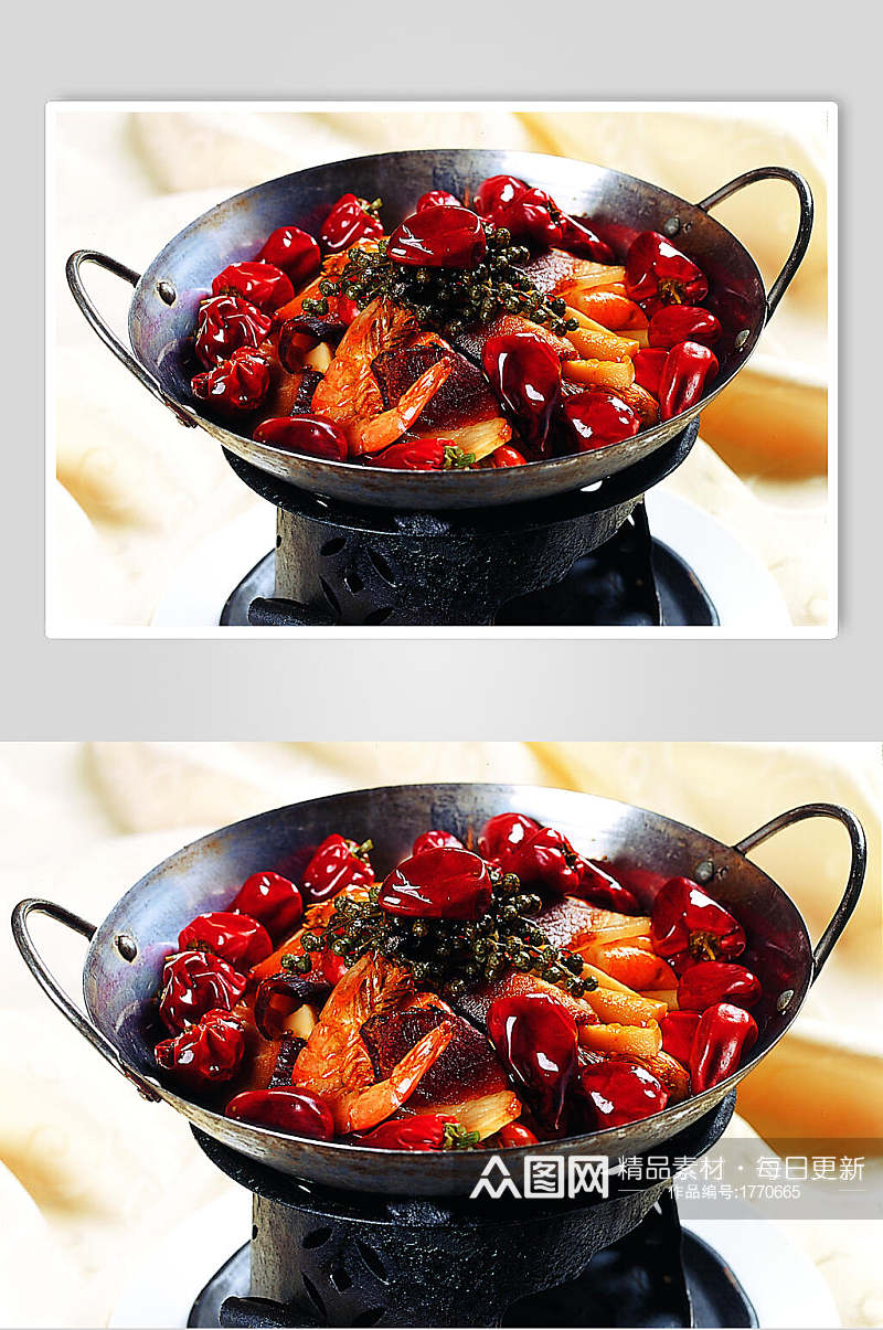 干锅麻辣油淋虾图片素材