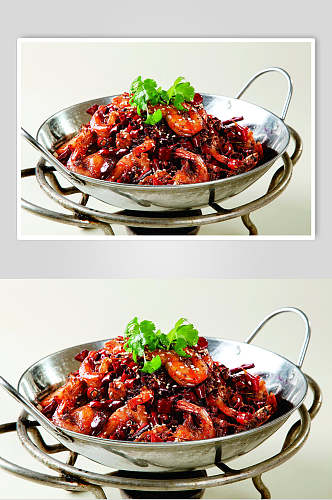 干锅香辣虾海鲜餐饮食品图片