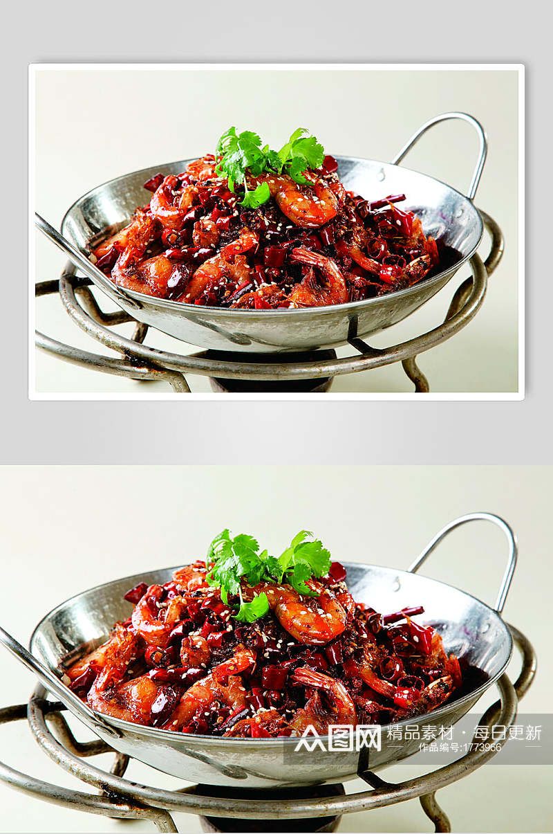 干锅香辣虾海鲜餐饮食品图片素材