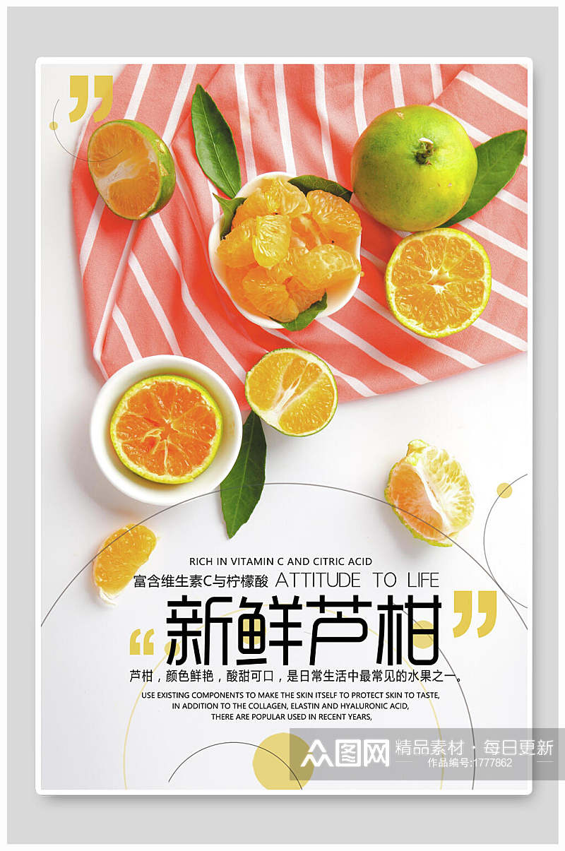美味新鲜芦柑橘子水果海报素材