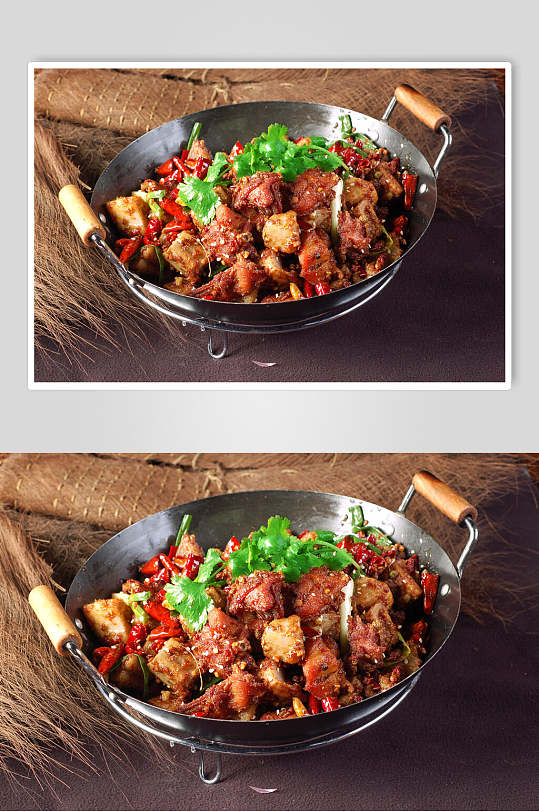 新鲜美味热菜干锅兔美食高清图片