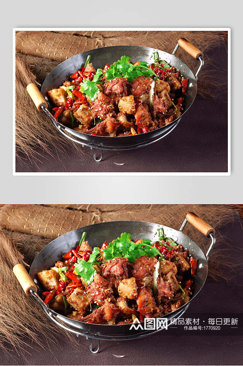 新鲜美味热菜干锅兔美食高清图片素材