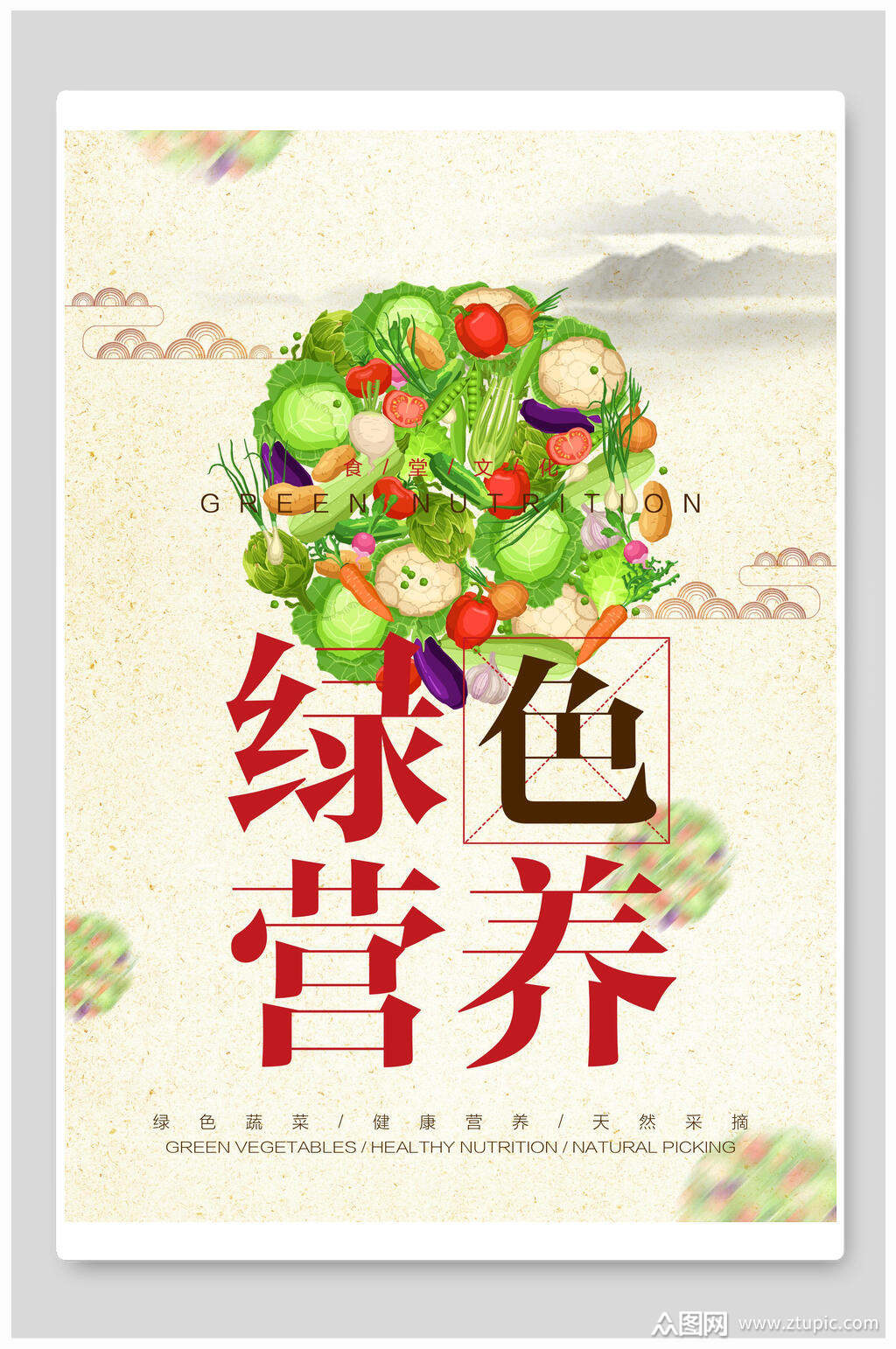 营养绿色食堂文化挂画海报