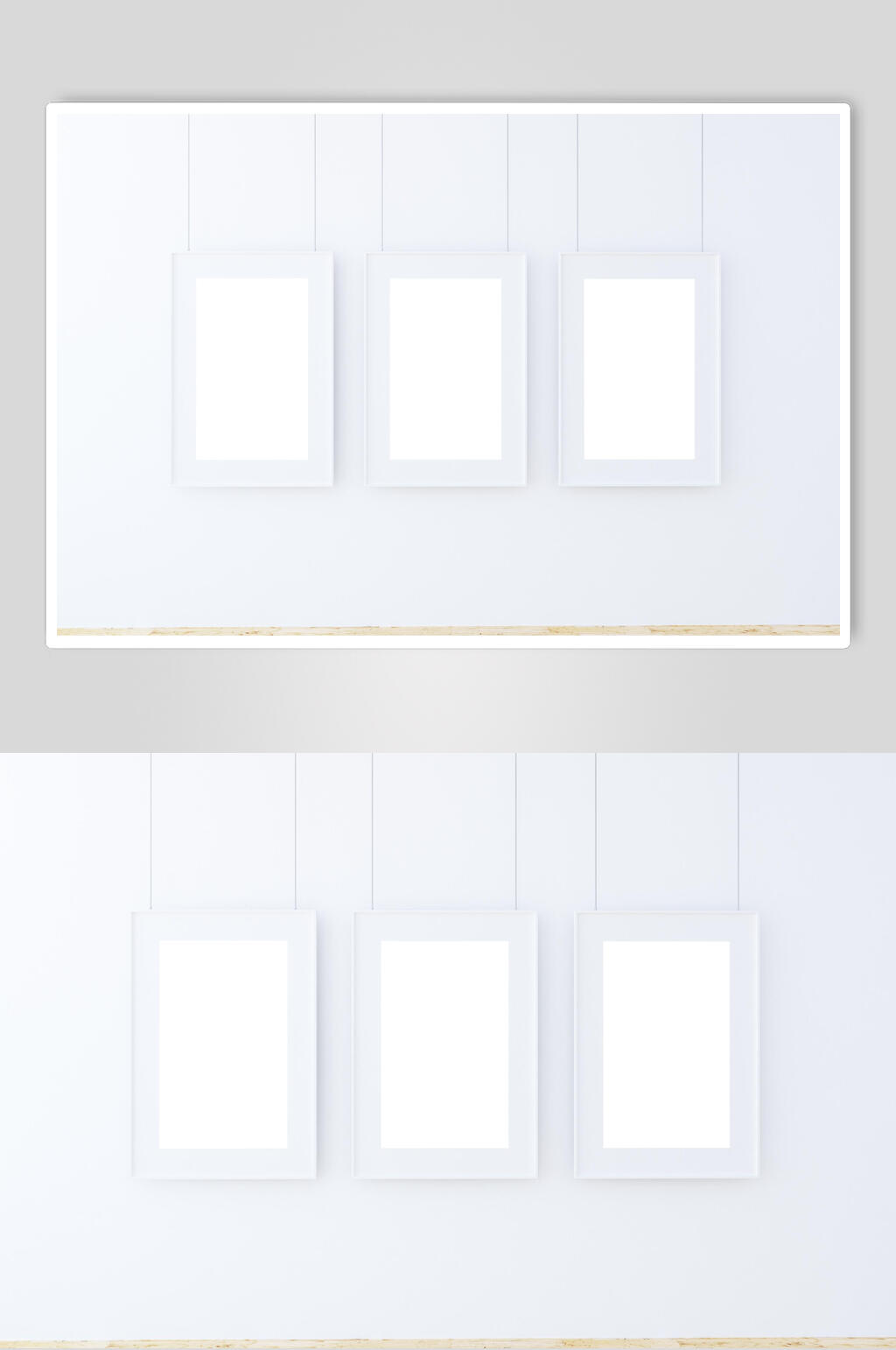 白色画框装饰画海报挂画样机效果图素材