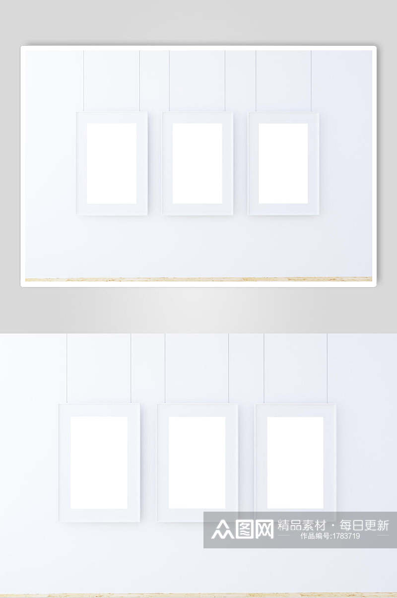 白色画框装饰画海报挂画样机效果图素材
