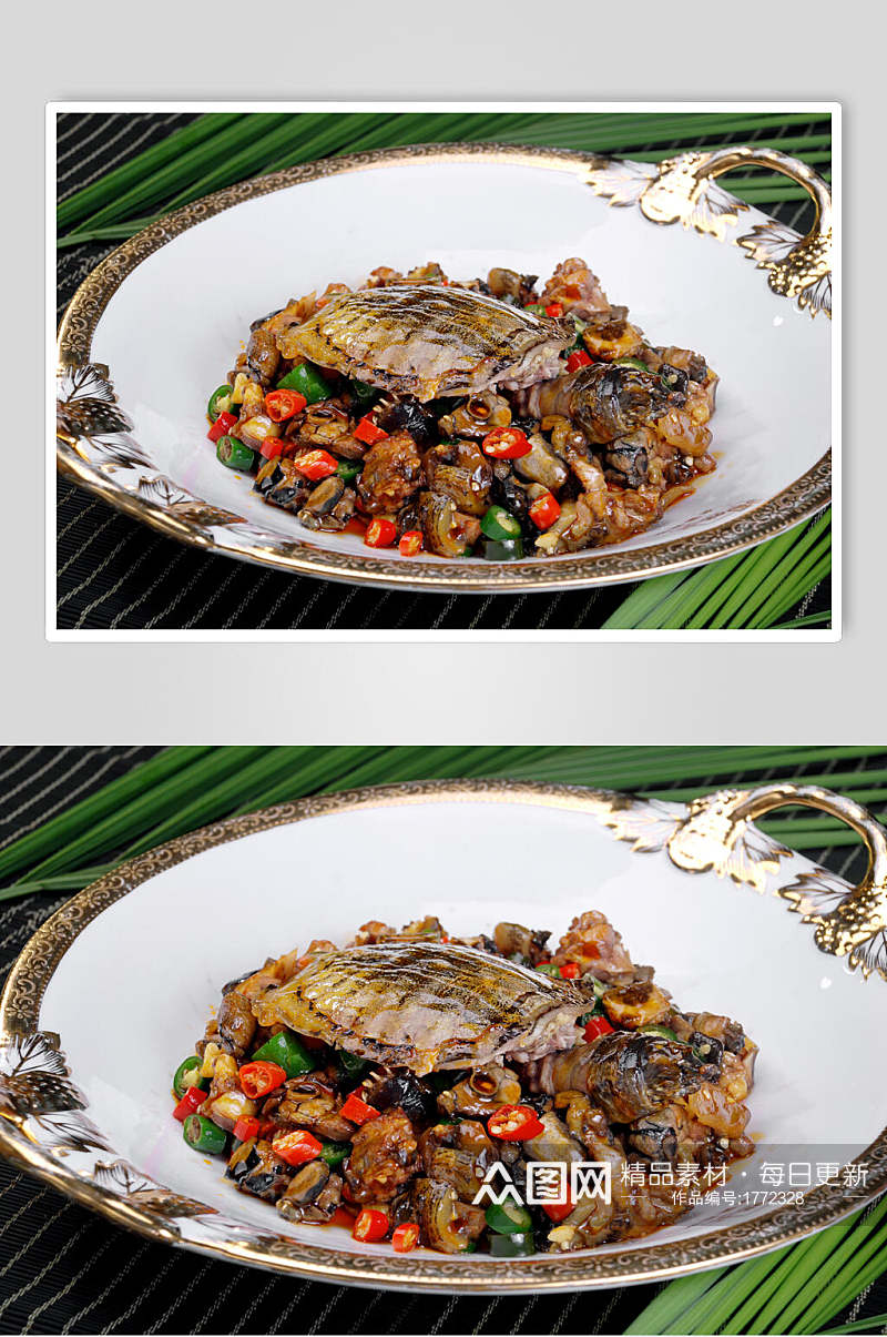 双椒爆甲鱼美食摄影图片素材