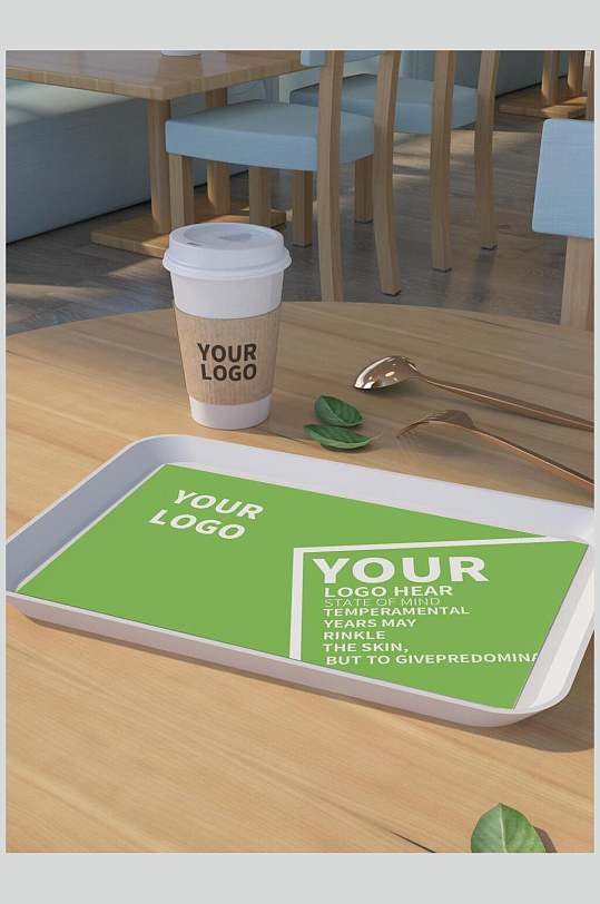 纸杯餐厅托盘餐盘餐具整套vi样机