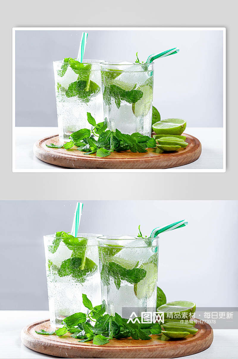 夏日绿茶冰凉饮品饮料图片素材