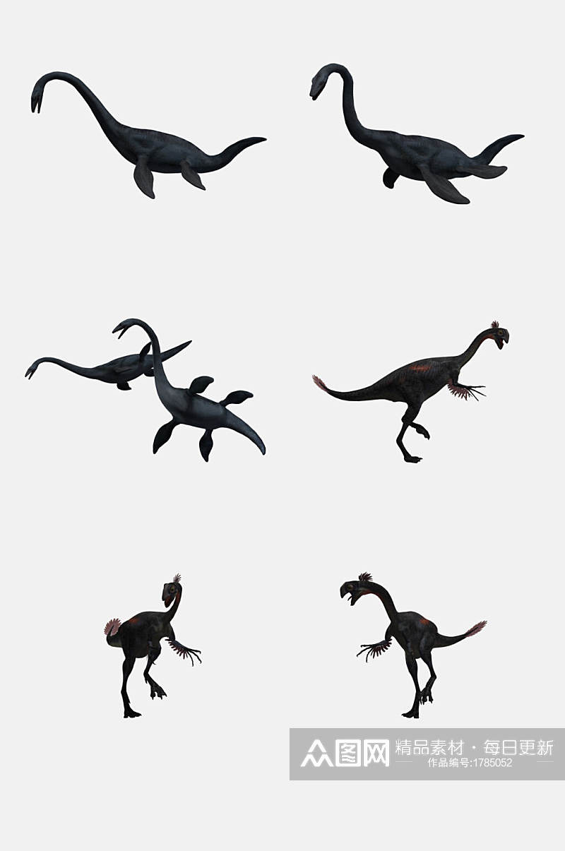 极简黑色恐龙免抠元素素材